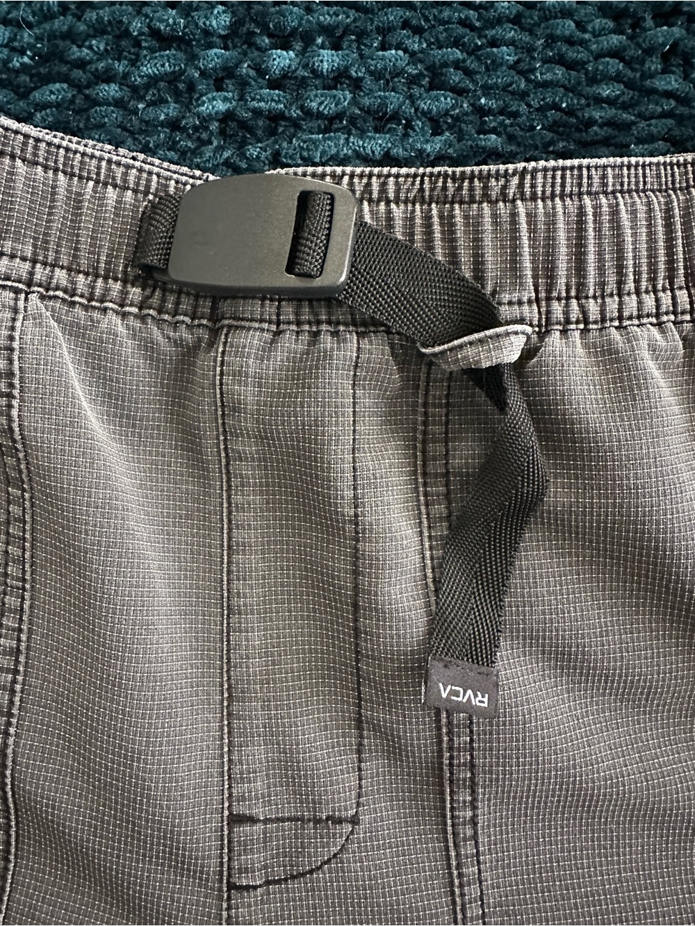 Men’s RVCA Charcoal Ripstop Cargo Shorts with Webbing Belt